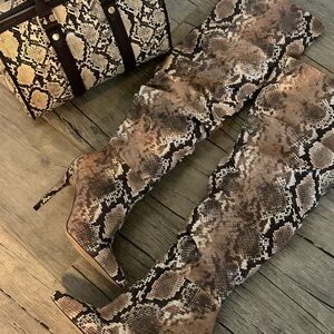 Steve Madden Brown Snakeskin Over the Knee Boots